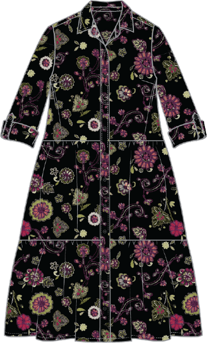 2026 Crinkle Cotton Floral Lanai Dress in Black by Habitat Clothing - Maine Yarn & Fiber Supply