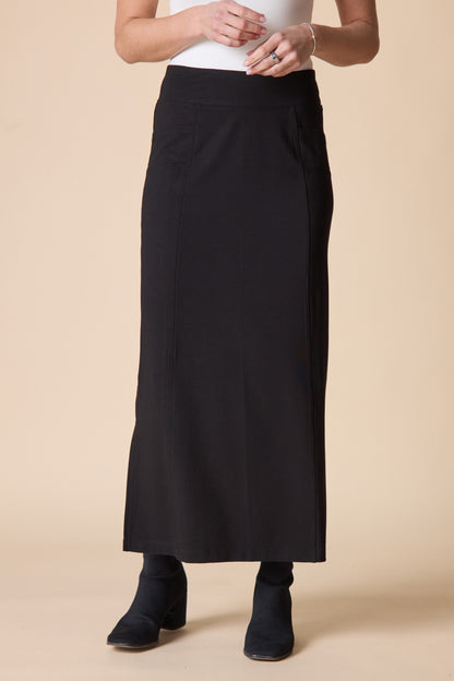 2026 Core Travel Knit Straight Skirt in Black by Habitat Clothing - Maine Yarn & Fiber Supply