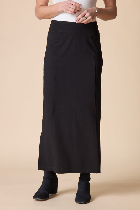 2026 Core Travel Knit Straight Skirt in Black by Habitat Clothing - Maine Yarn & Fiber Supply