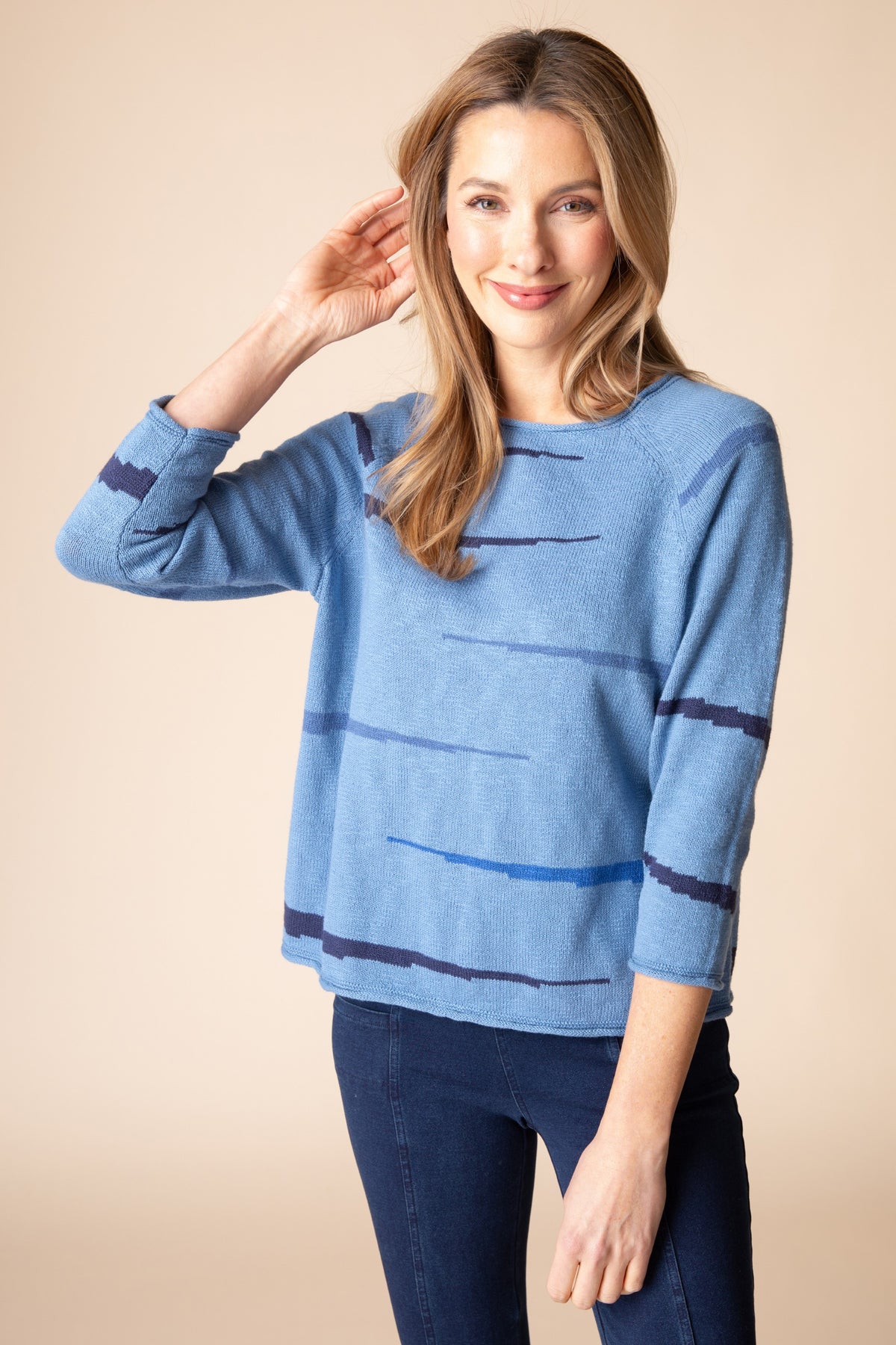 AAAAAA Autumn Cotton Raglan Pullover Sweater in Harbor by Habitat Clothing - Maine Yarn & Fiber Supply