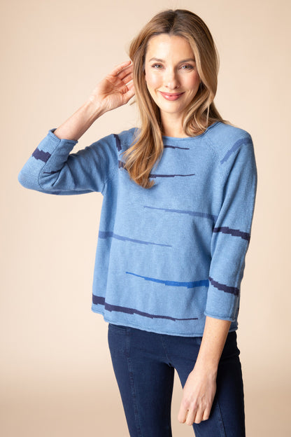 AAAAAA Autumn Cotton Raglan Pullover Sweater in Harbor by Habitat Clothing - Maine Yarn & Fiber Supply
