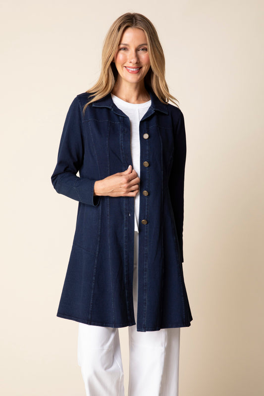 2026 Stonewash Cotton Knit London Jacket in Denim by Habitat Clothing - Maine Yarn & Fiber Supply