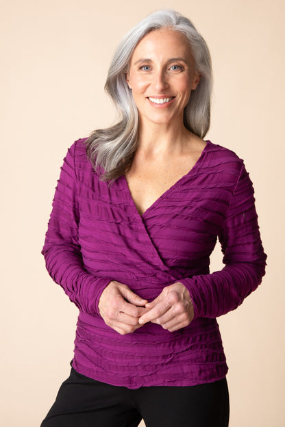 City Wave Skyline Wrap Top in Plum by Habitat Clothing