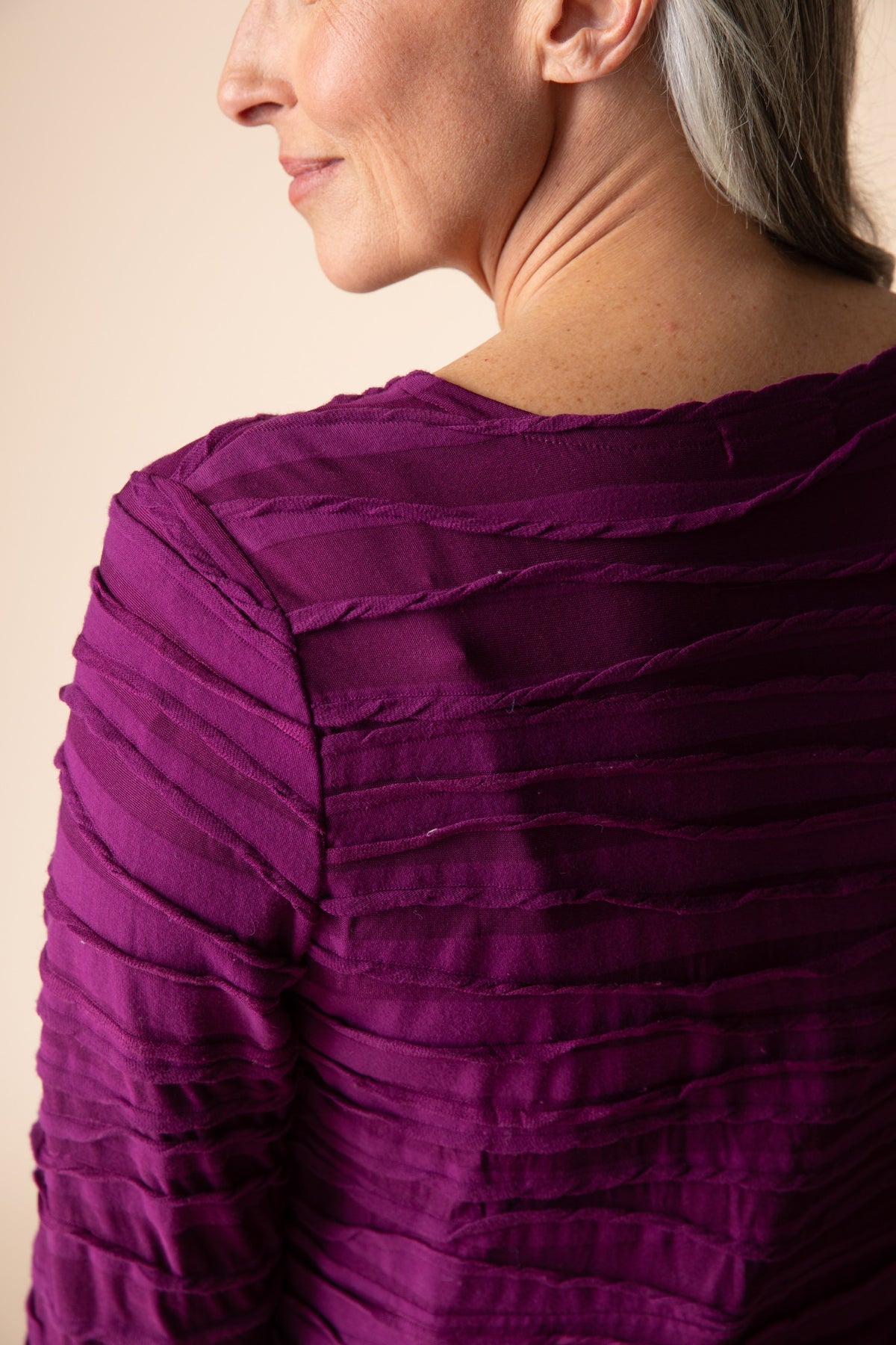 City Wave Skyline Wrap Top in Plum by Habitat Clothing