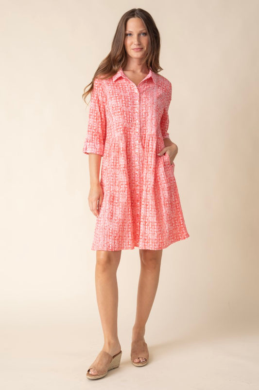 Crinkle Cotton Miami Lanai Dress in Papaya by Habitat Clothing