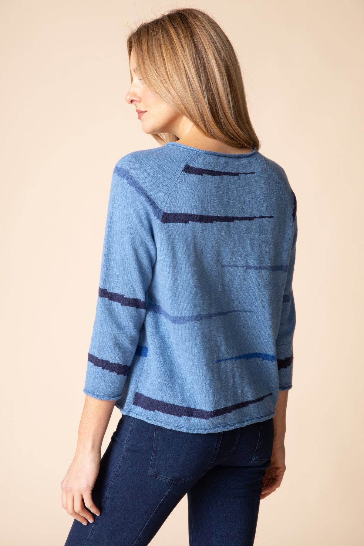 AAAAAA Autumn Cotton Raglan Pullover Sweater in Harbor by Habitat Clothing - Maine Yarn & Fiber Supply