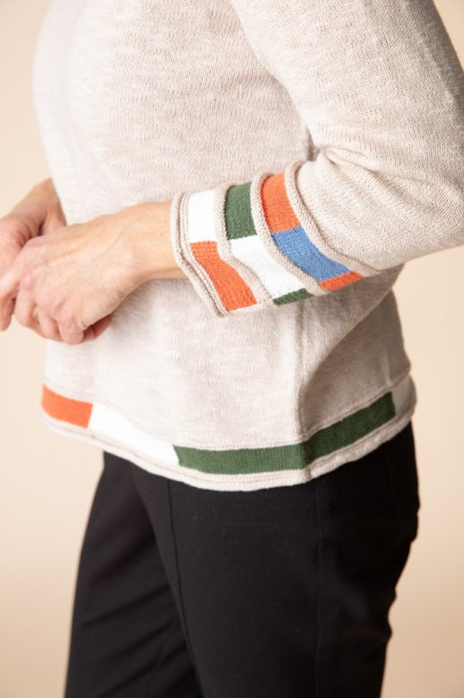 AAAAAA Autumn Cotton Mosaic Pullover Sweater in Dove by Habitat Clothing - Maine Yarn & Fiber Supply