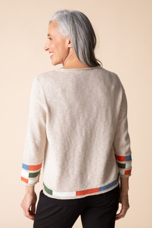 AAAAAA Autumn Cotton Mosaic Pullover Sweater in Dove by Habitat Clothing - Maine Yarn & Fiber Supply