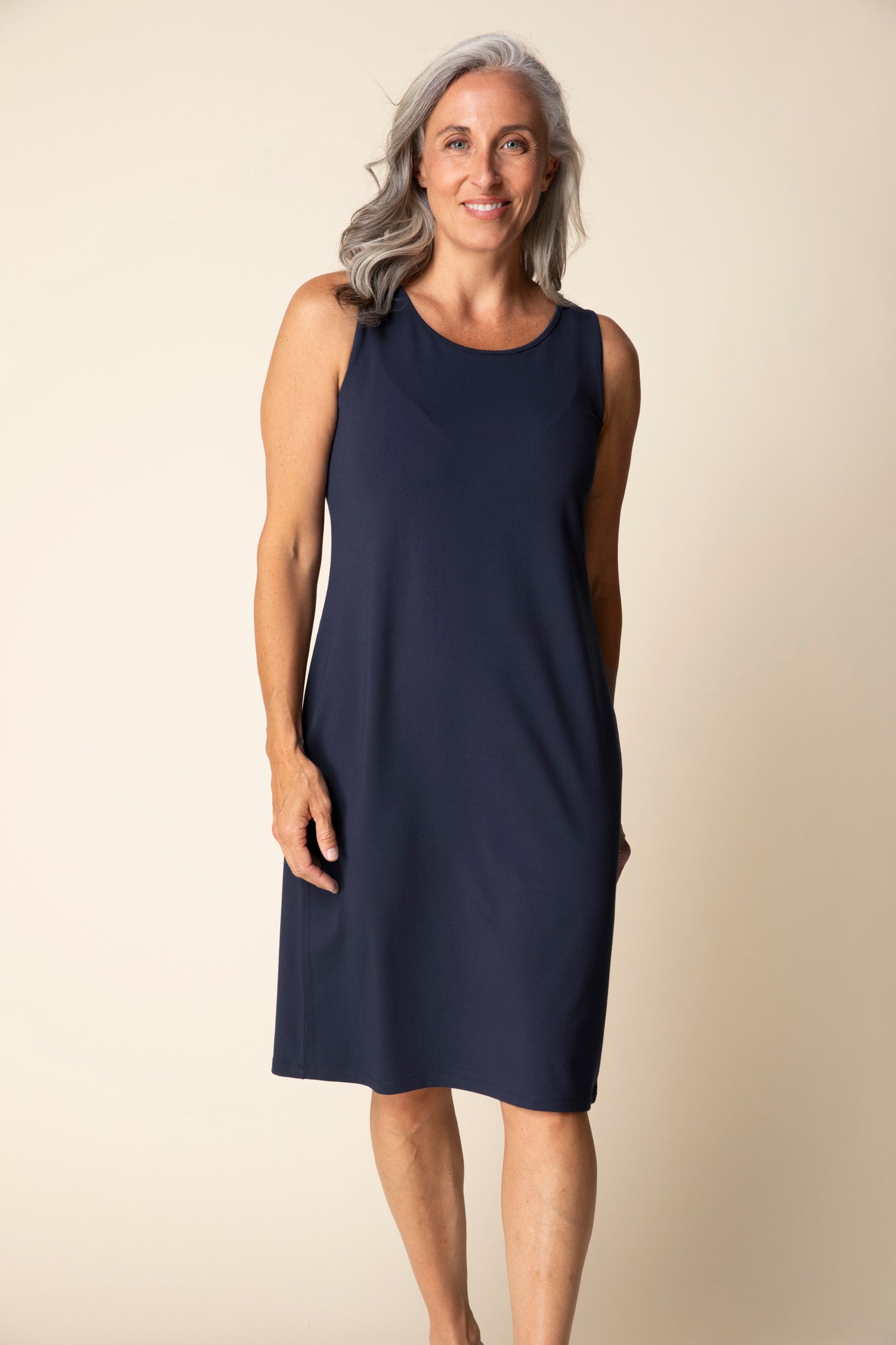 2026 Core Travel Everything Dress in Midnight by Habitat Clothing - Maine Yarn & Fiber Supply