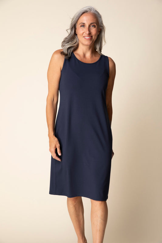 2026 Core Travel Everything Dress in Midnight by Habitat Clothing - Maine Yarn & Fiber Supply