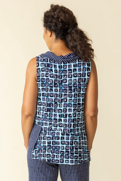 Core Travel Mixed Cowl Sleeveless Top in Navy by Habitat Clothing
