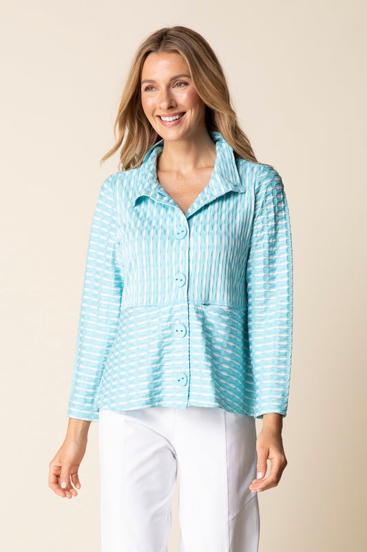 2026 Newport Knit Downtown Jacket in Topaz by Habitat Clothing - Maine Yarn & Fiber Supply