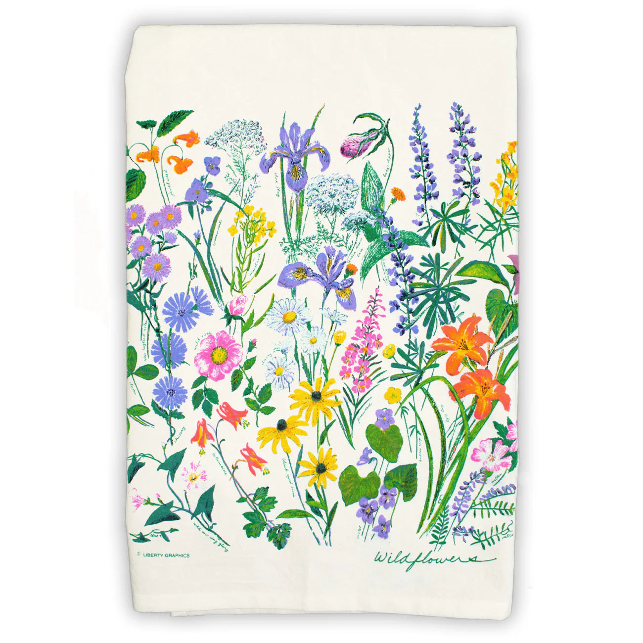 Wildflowers - Flour Sack Tea Towel by Liberty Graphics - Maine Yarn & Fiber Supply