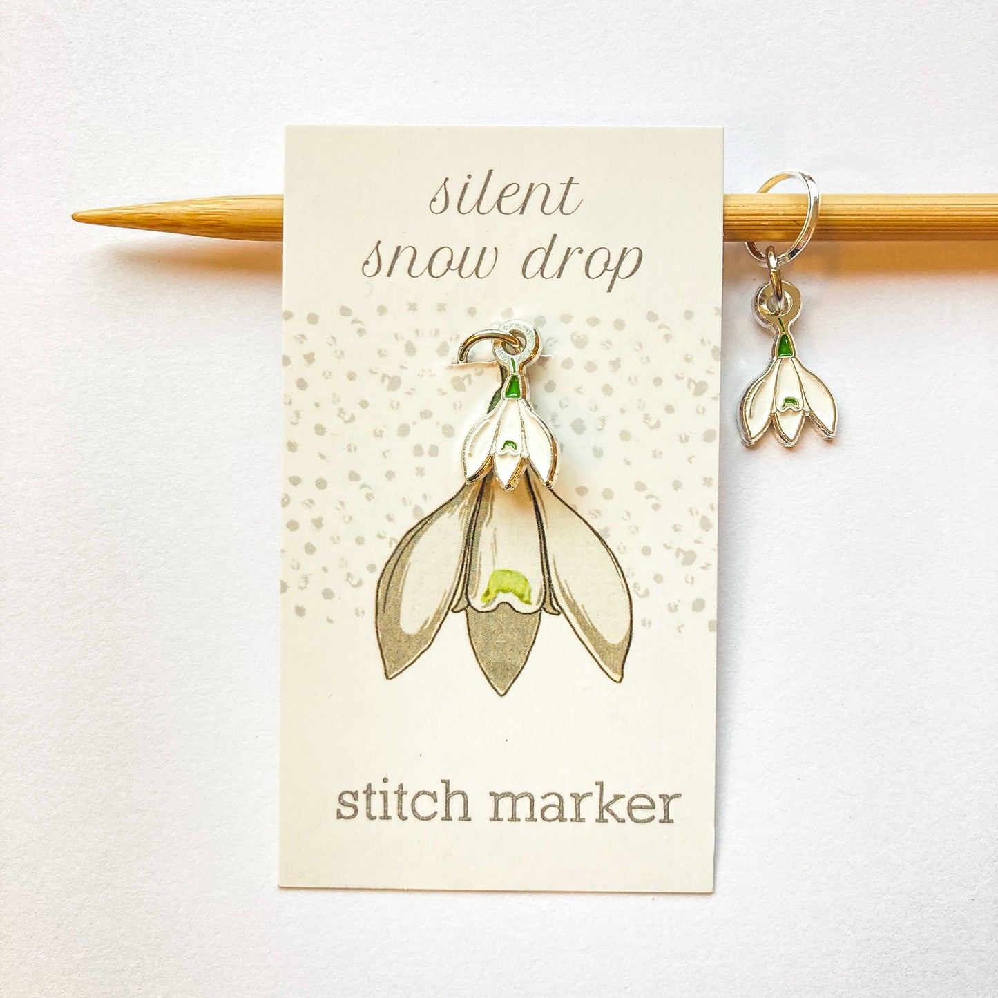 Silent Snow Drop Single Stitch Marker from Firefly Notes