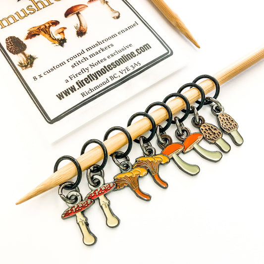 Makers mushrooms Stitch Marker Pack from Firefly Notes