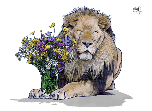 Lovely Lion Greeting Card (blank inside) by Shawn Braley Illustration