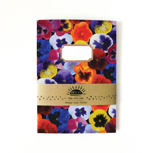 Viola Pansy Print Lined Journal by Also the Bison