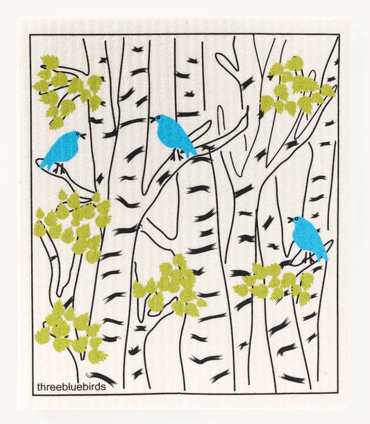 Spring Bluebirds - Swedish Dishcloths by Three Blue Birds