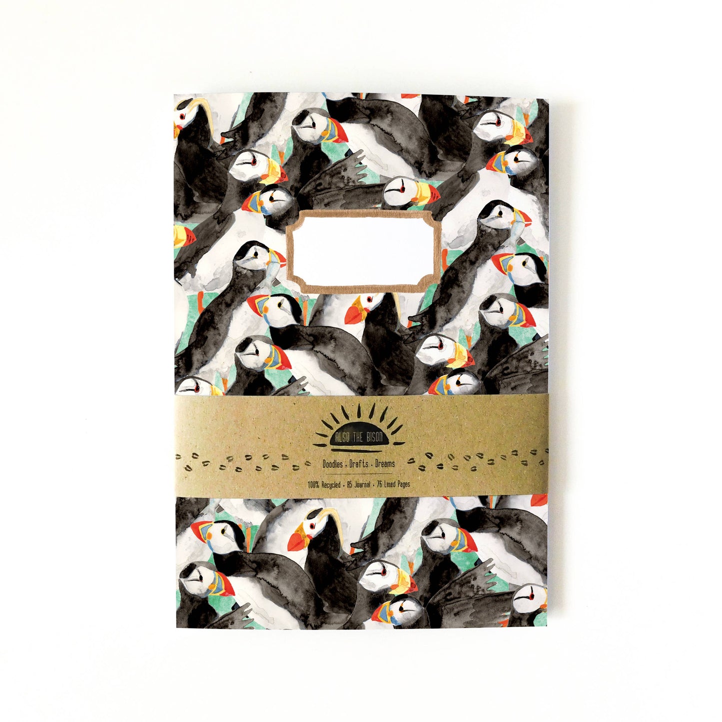 Improbability of Puffins Lined Journal by Also the Bison