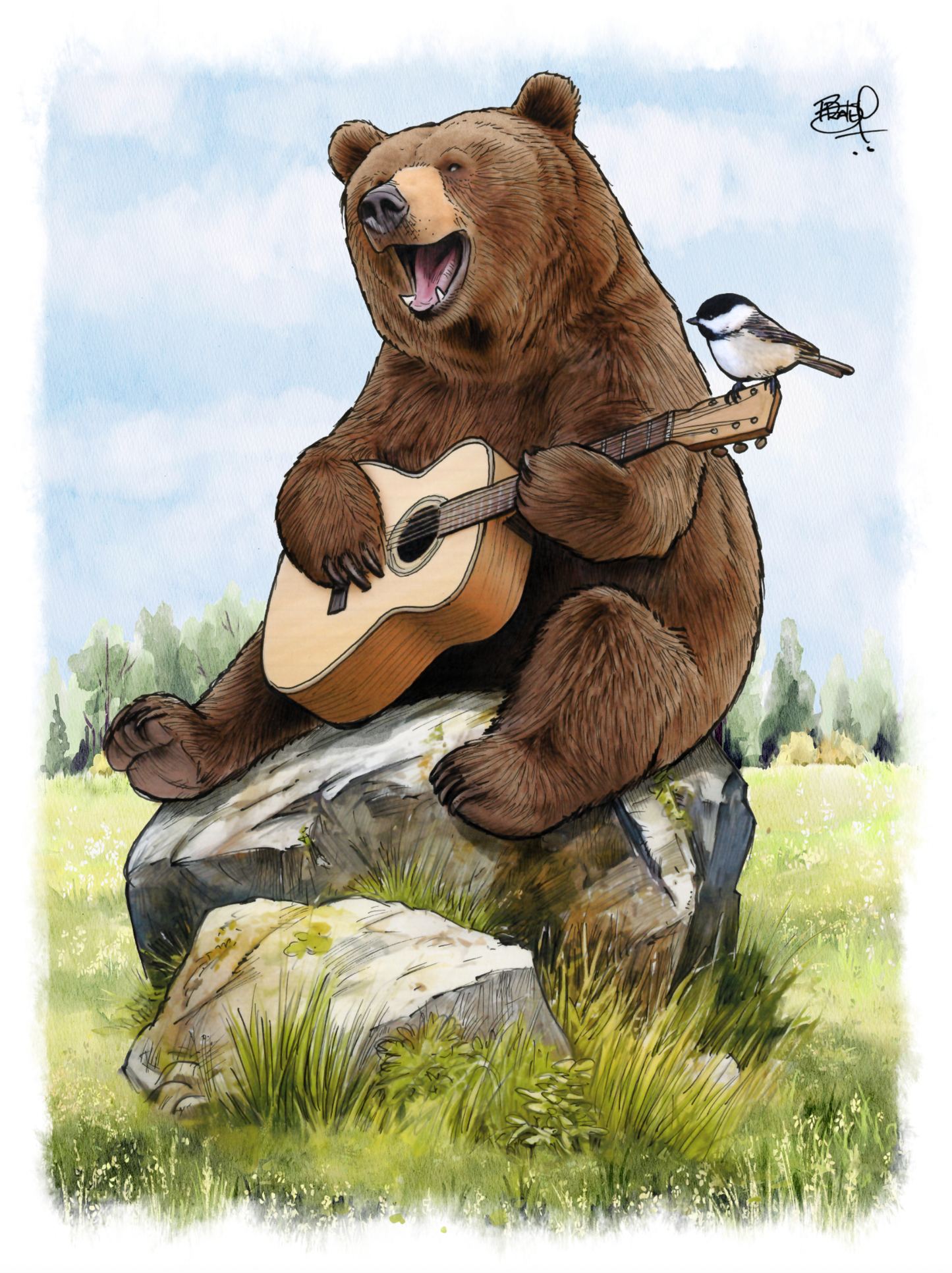 Strum Greeting Card (blank inside) by Shawn Braley Illustration