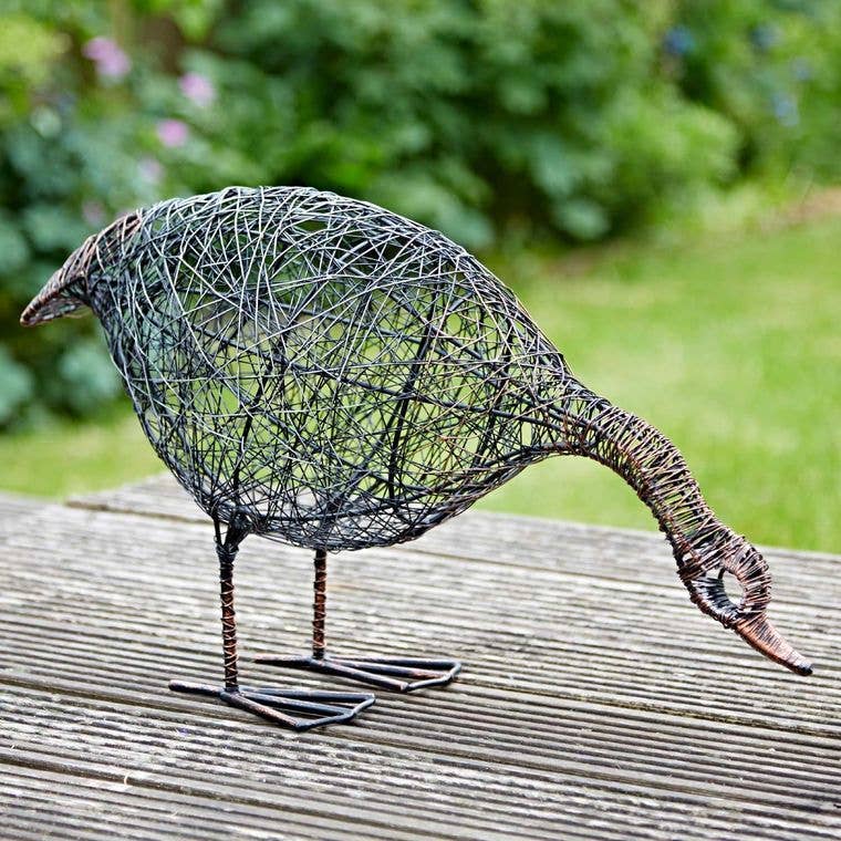Handmade Drinking Duck Wire Garden Ornament from Paper High