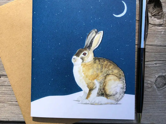 Snowshoe Hare Greeting Card (Blank Inside) by Johanna Finnegan-Topitzer
