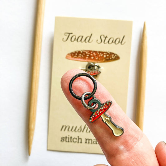 Makers mushrooms Toadstool Single Stitch Marker from Firefly Notes