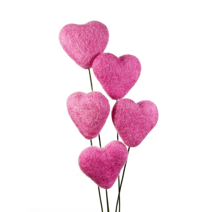 Single Felt Heart Stem Light Pink by Oakwind Hollow