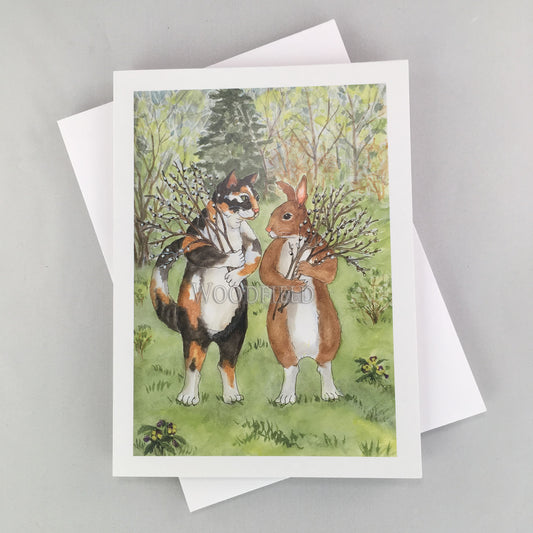 Gathering Pussywillows - Greeting Card by Woodfield Press