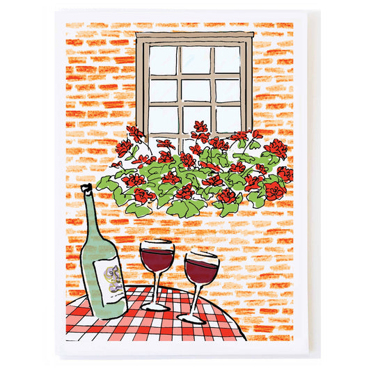 Wine for Two Anniversary- Greeting Card by Molly O