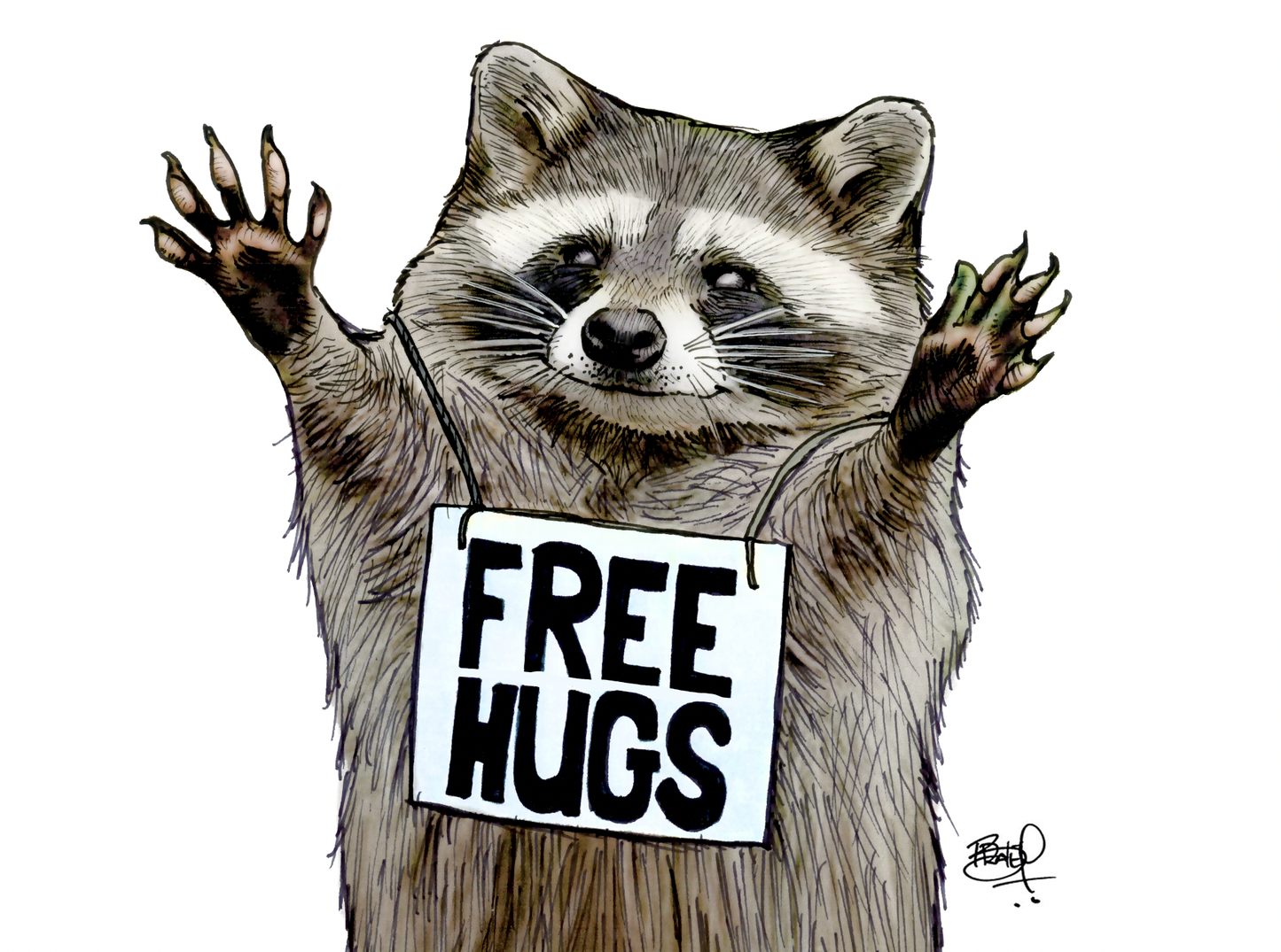 Free Hugs Greeting Card (blank inside) by Shawn Braley Illustration