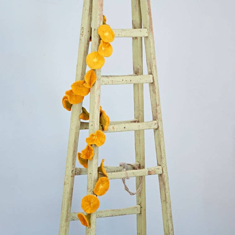 Handcrafted Felt Flower Garland in Mustard Yellow/Orange from Paper High