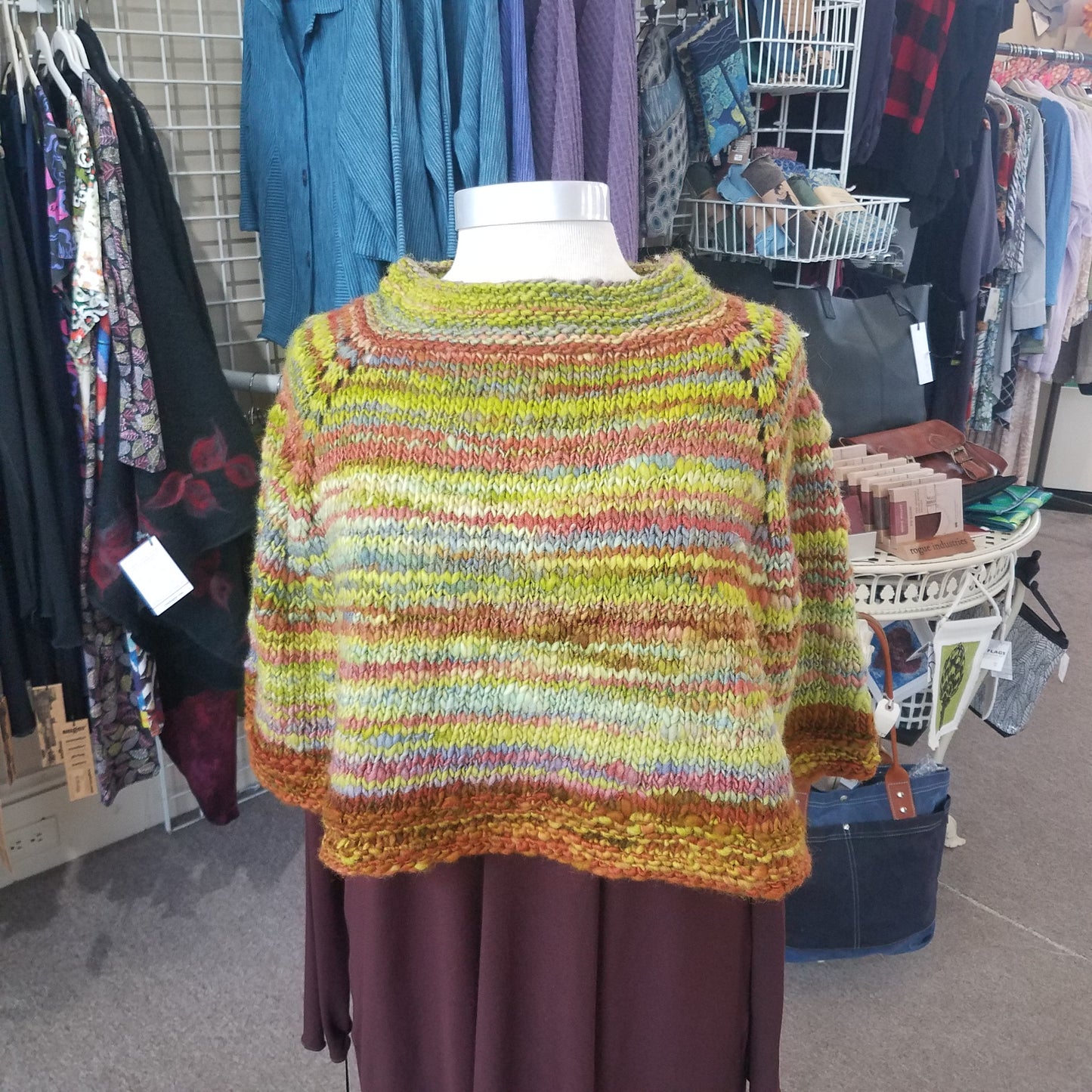 Wearable Art - One of a Kind Hand Knit Cape by Maine Yarn & Fiber Supply