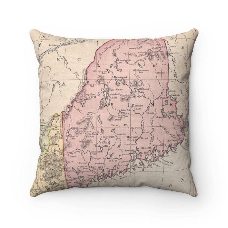 Maine Map Pillow by Daisy Mae Designs