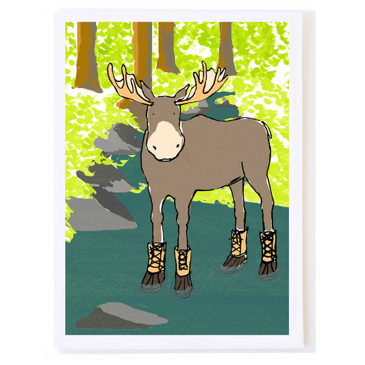 Moose in River - Greeting Card (Blank Inside) by Molly O