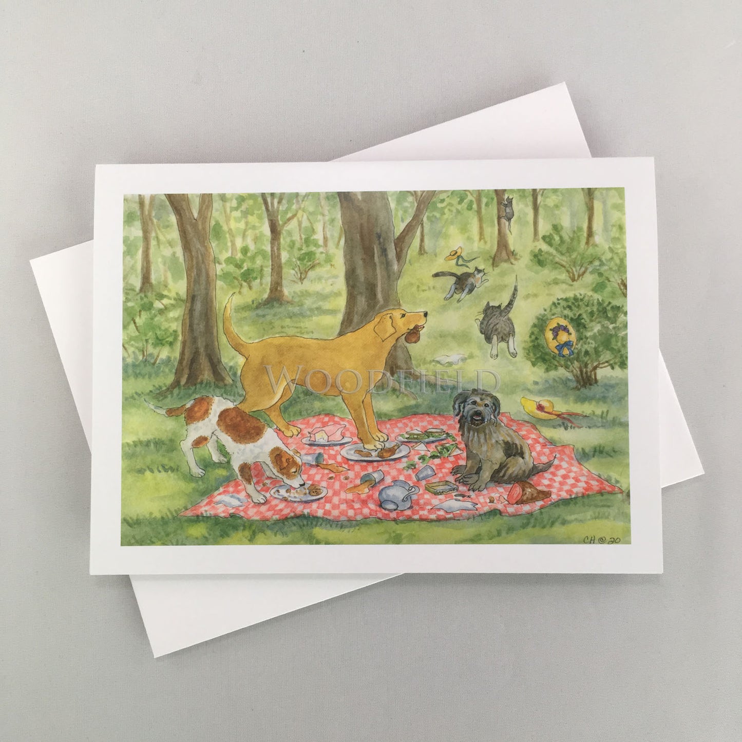 Bad Dog Picnic - Greeting Card by Woodfield Press