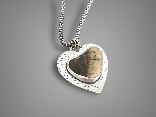 Maine Beachstone Heart Necklace by Cullen Jewelry Design