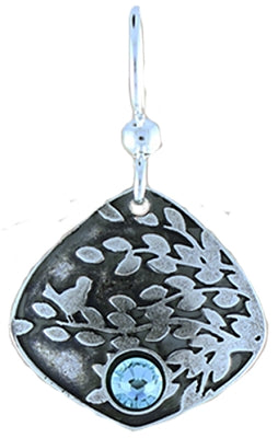 Leaf and Bird Burst (Silver/Blue) Earrings by Earth Dreams Jewelry