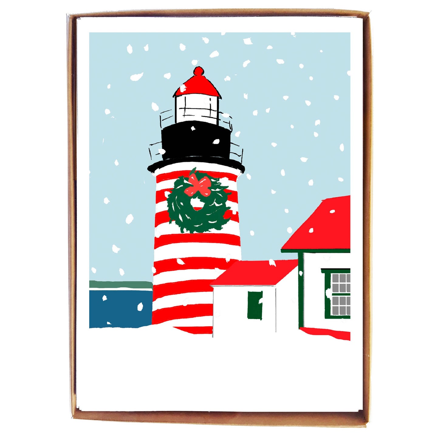 West Quoddy Light in Snow - Box Card Set by Molly O