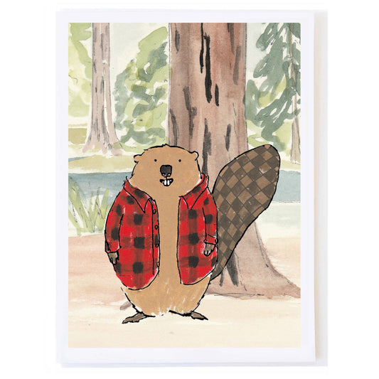 Beaver in Plaid - Greeting Card (Blank Inside) by Molly O