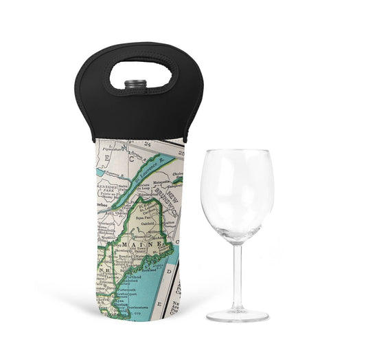 Maine Map Wine Tote by Daisy Mae Designs
