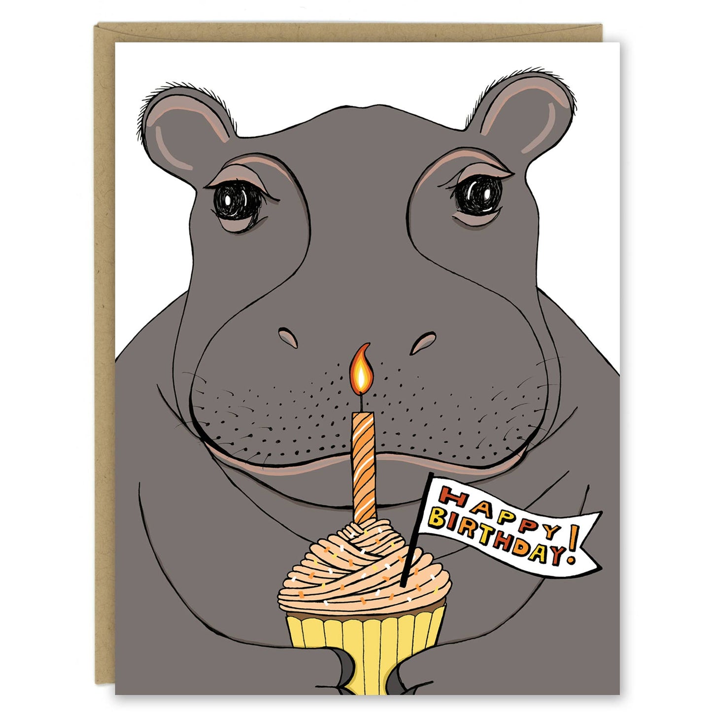 Hippo Happy Birthday Greeting Card by Sloe Gin Fizz