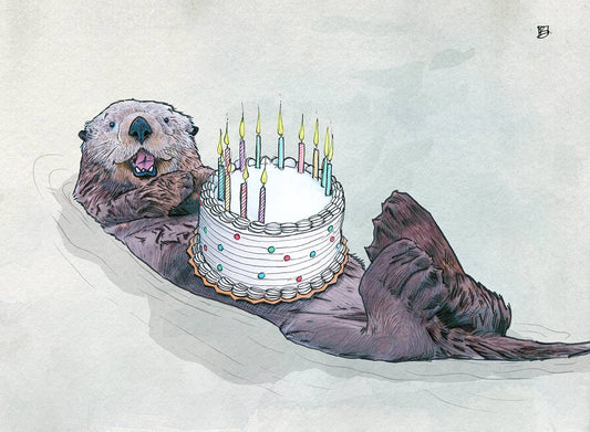 We Otter Celebrate Greeting Card (blank inside) by Shawn Braley Illustration
