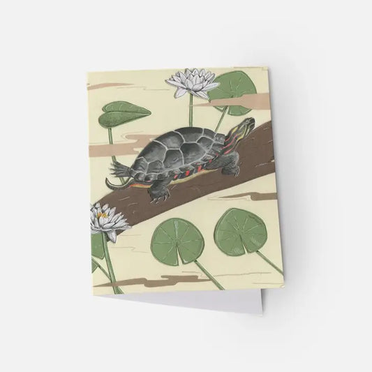 Turtle Greeting Card (Blank Inside) by Johanna Finnegan-Topitzer