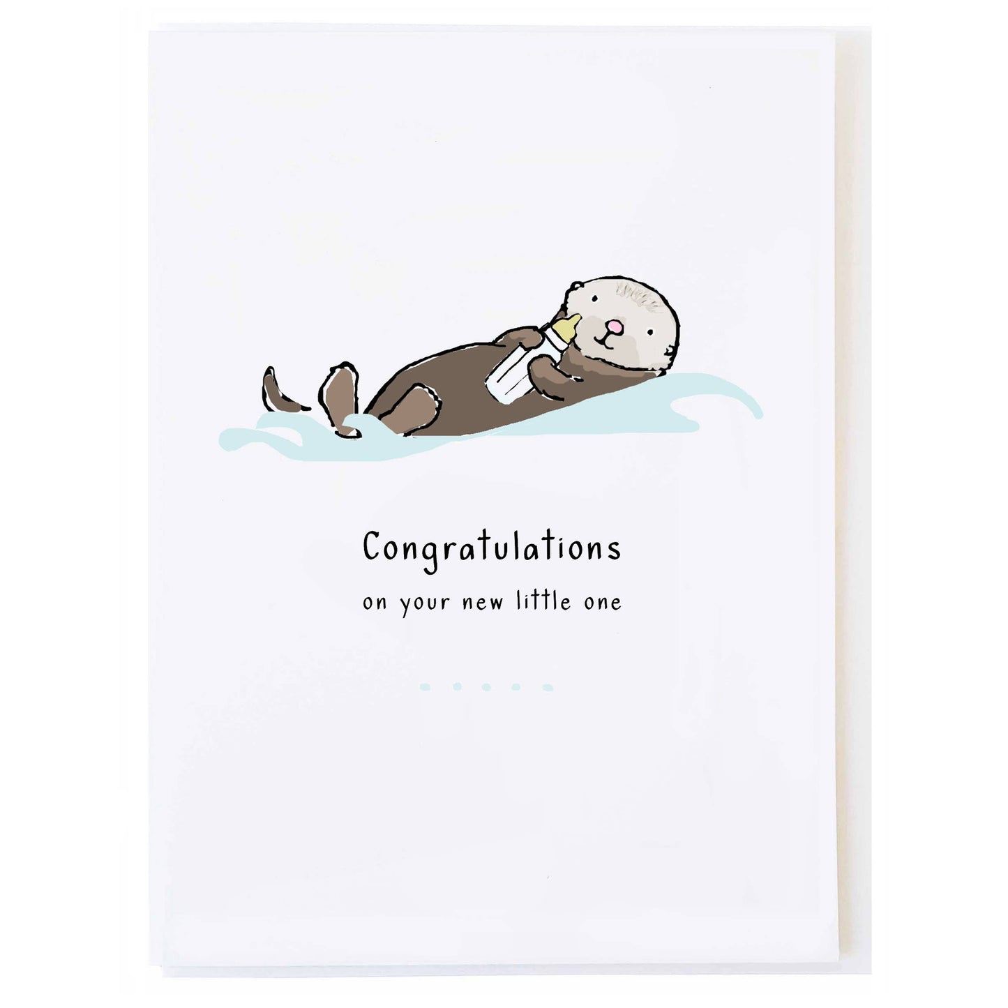 Baby Otter - New Baby Greeting Card (Blank Inside) by Molly O