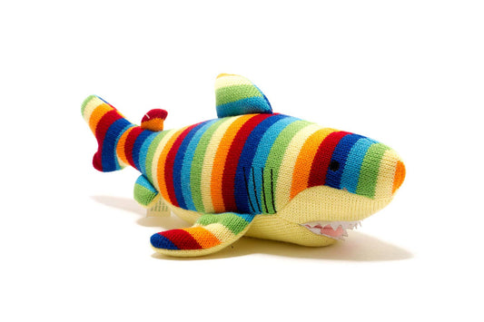 Shark Plush Toy in Bright Stripes by Best Years