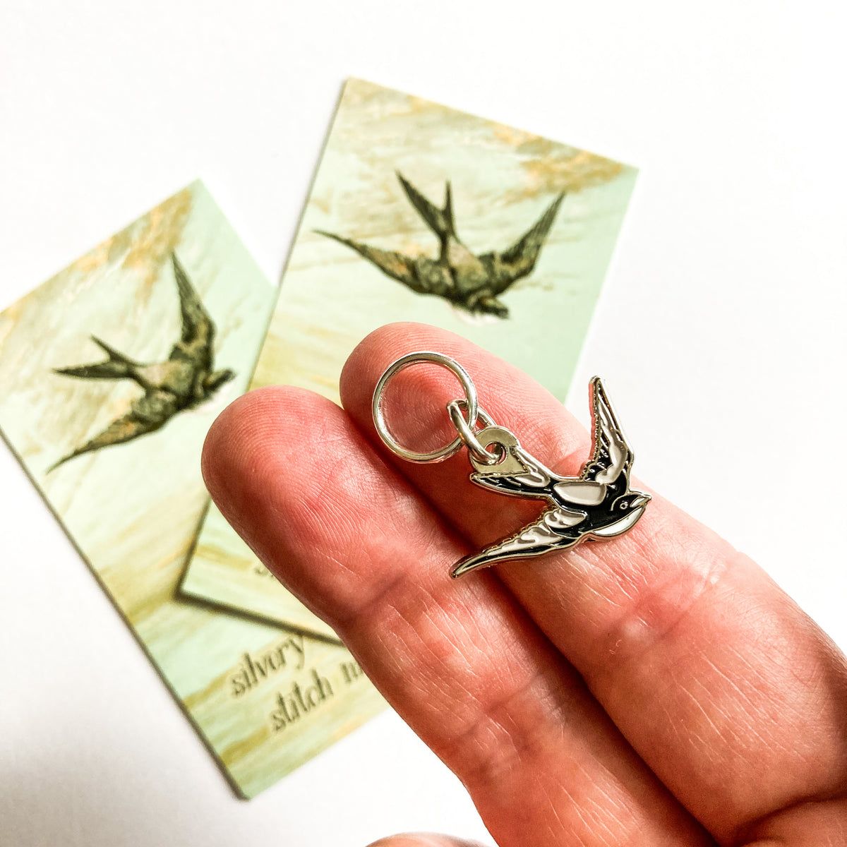 Silvery Swallow Creative Single Stitch Marker from Firefly Notes