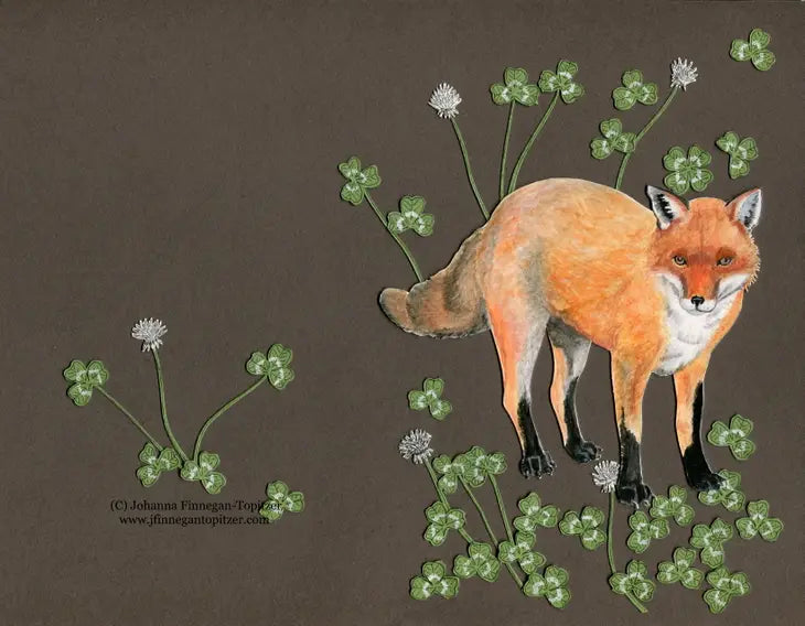 Lucky Fox Greeting Card (Blank Inside) by Johanna Finnegan-Topitzer