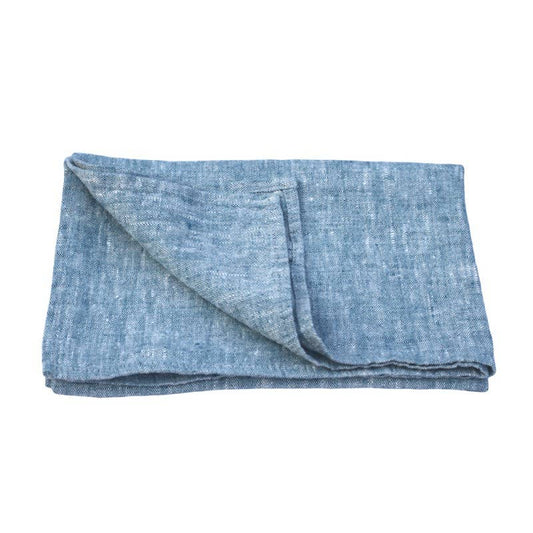 Heather Marine Blue - Stonewashed Linen Hand Towel by LinenCasa