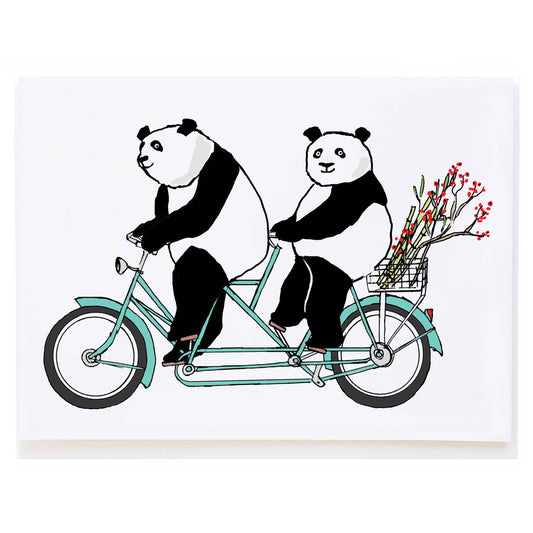 Tandem Pandas - Greeting Card by Molly O